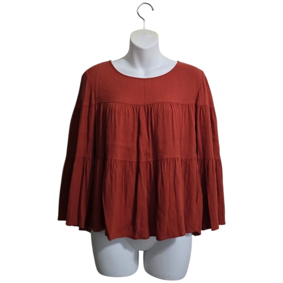 Madewell Tops - Madewell Tiered Button Back Blouse In Rust Sz L
